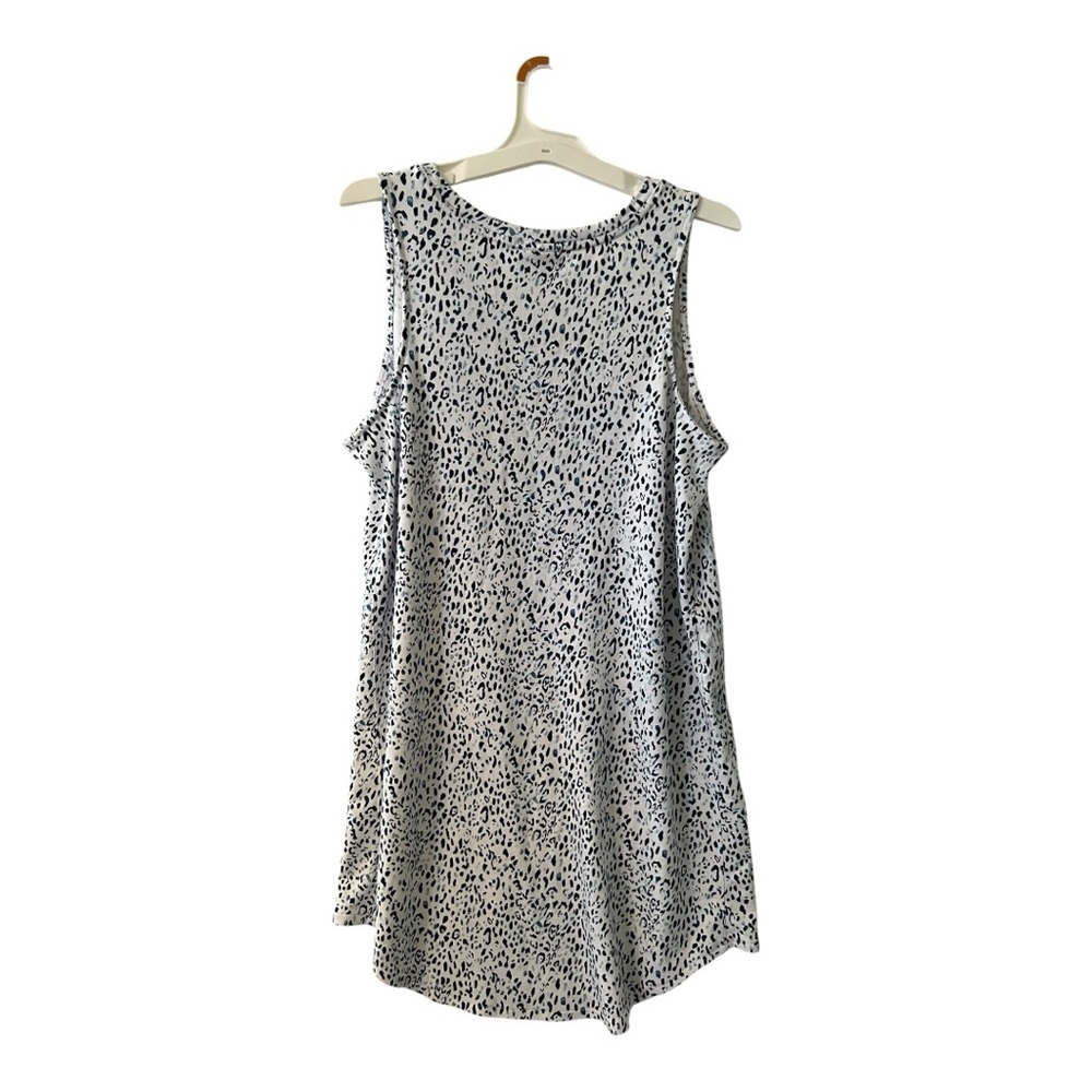 Wonderly Studio White with Navy and Teal Speckle Print Sleeveless Dress- M - Picture 2 of 8